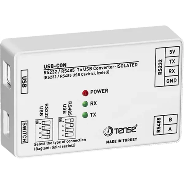 Tense USB-CON RS-232 USB Çevirici ve RS-485 USB Çevirici, 300BPS – 230,4 Kbps Baudrate, İzoleli — Ölçü ve Kontrol Cihazları