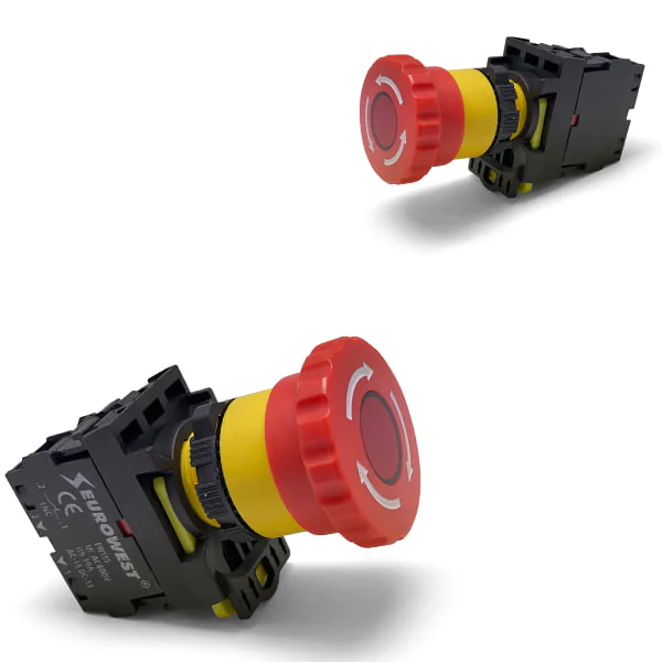 Eurowest Ew-155-01ZS- Q40MM Kalıcı (Acil Stop) Mantar Butonlar