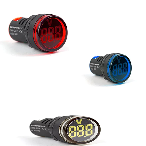 EW16-22LV-B - Q22 mm Led’li Voltmetre