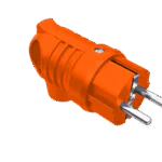 Bemis Bemis 1X16A 220V Turuncu Kauçuk Kulplu Eğik Fiş