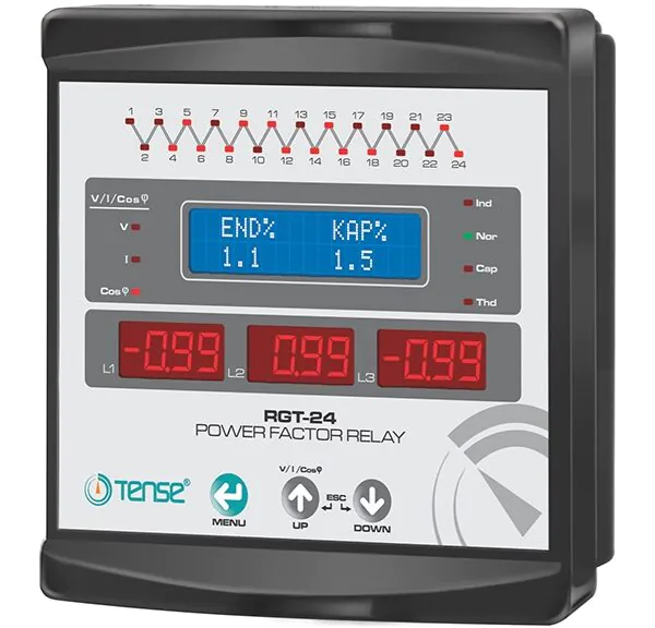 Tense Rgt-24H 24 Kademe Haberleşmeli Trifaze Reaktif Güç Kontrol Rölesi