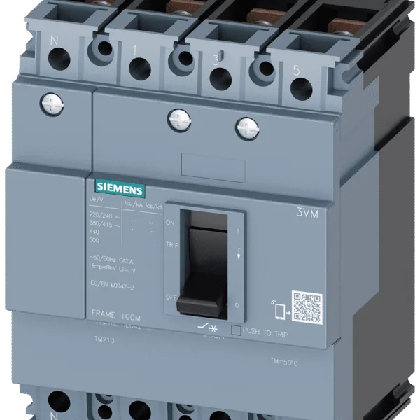 Siemens 125A 25KA 3VM11 Sabit Termik Sabit Manyetik 4 Kutuplu Sentron 3VM Kompakt Tip Termik Manyetik Güç Şalteri