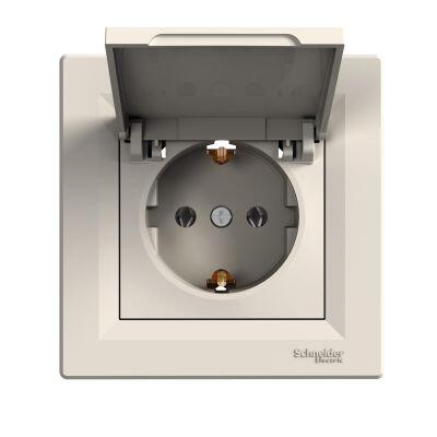 SCHNEIDER ELECTRIC EPH3100123 ASFORA KREM KAPAKLI YAN TOPRAKLAMALI TEKLİ PRİZ 3606480526275