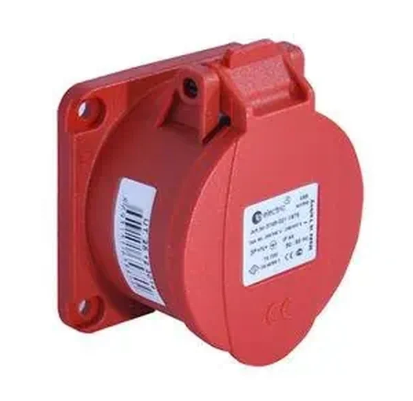 Tp Electric Yaylı Kapaklı Makine Prizi CEE 5X32 IP44 Düz(70X70) — Makine Fiş Prizleri