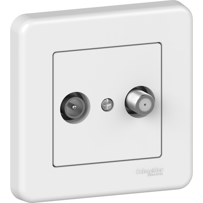 SCHNEIDER ELECTRIC LEONA BEYAZ UYDU SAT + TV PRİZ SONLU