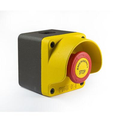 EMAS M SERİSİ SARI GRİ ACİL STOPLU ETİKETLİ METAL BUTON KUTUSU M1C200EE