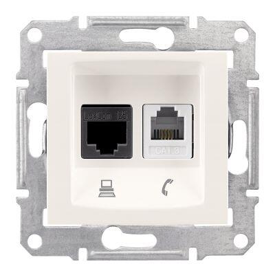 SCHNEIDER ELECTRIC SEDNA KREM 1RJ45 CAT6E+1RJ11 8690495036282