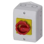 Siemens 25A, 9,5 kW 3LD2 Kutulu Tip Pako Şalter IP65 Tahrik Kolu Sarı/kırmızı