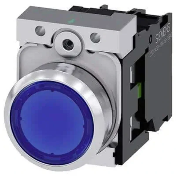 Siemens Metal Komple Işıklı Yay Dönüşlü Butonlar Mavi 24VAC/dc 1NO Sirius Act
