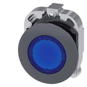 SIEMENS MAT METAL YASSI TİP YAY DÖNÜŞLÜ 30MM IŞIKLANDIRILABİLİR BUTON MAVİ SIRIUS ACT 4011209966697