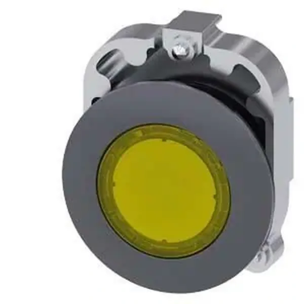 Siemens Mat Metal Yassı Tip Yay Dönüşlü 30MM Işıklandırılabilir Buton Sarı Sirius Act