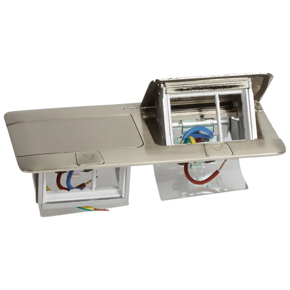 054022-LEGRAND Legrand 054022 6 (2x3) modül Donatılabilir masa veya döşeme altı buat satine çelik renk