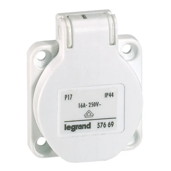 Legrand 057669 Boşluk kapağı üzerine montaj beyaz 16A 250V Pano tipi şebeke prizi 50x50mm ebat