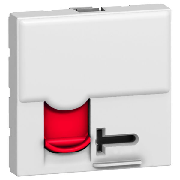 Legrand 076599 RJ45 Cat6A STP kilit mekanizmalı, 2 modül, beyaz, kırmızı shutter