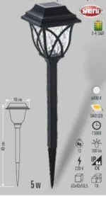 Cata CT-7317 5w Solar Bahçe Armatürü Beyaz Işık