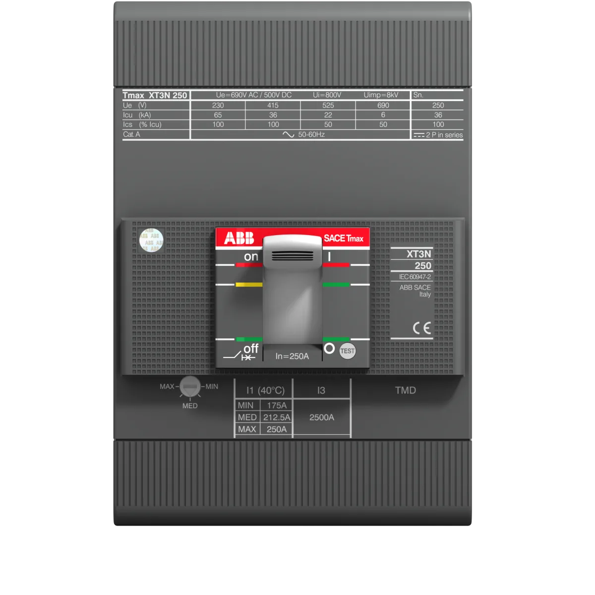 1SDA068280R1.png ABB XT3S 125A 50KA 3P Im=750-1500A Manyetik Sabit Tip 1SDA068280R1