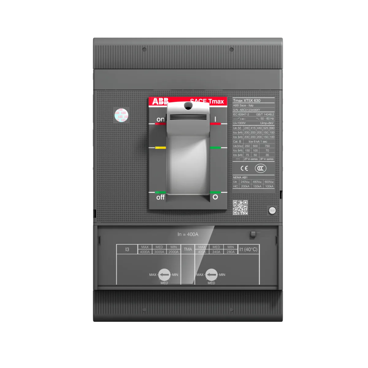 1SDA100487R1.png ABB XT5H 630A 70KA 3P Termik Manyetik Sabit Tip Şalter 1SDA100487R1