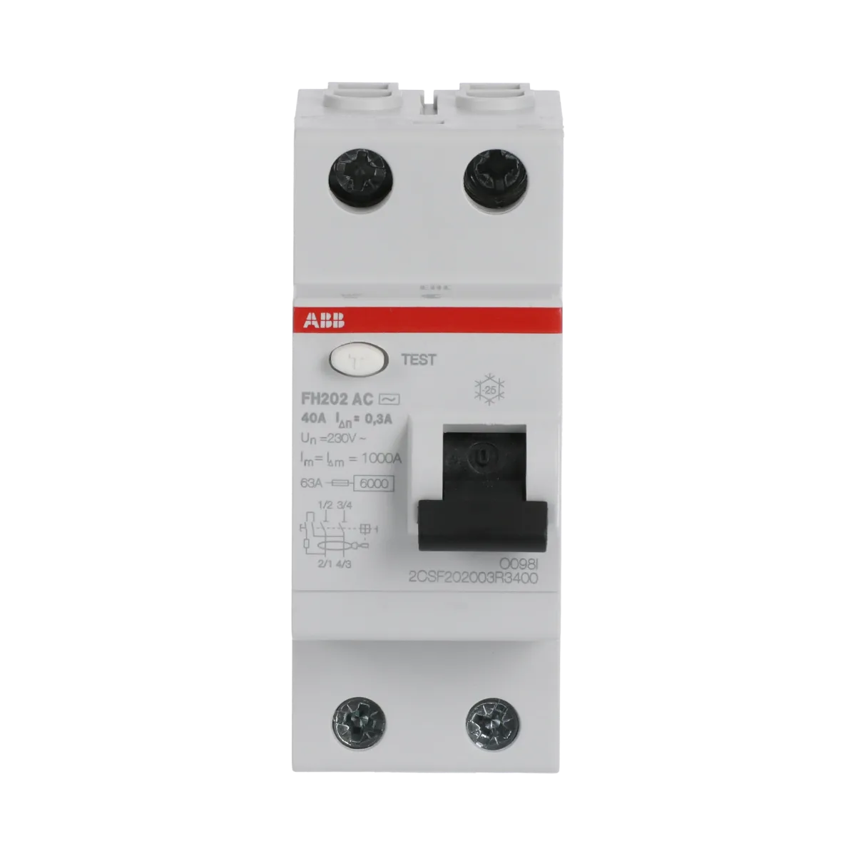 2CSF202003R3400.png ABB FH202 Ac-40/0,3 2P, Ac, 40A, 300MA K.a.k 2CSF202003R3400