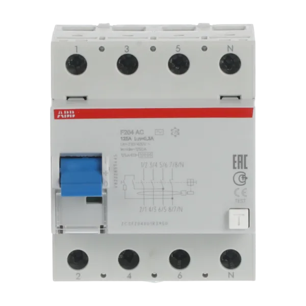 ABB F204 Ac-125/0,3 4P, Ac, 125A, 300MA K.a.k 2CSF204001R3950