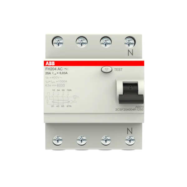 ABB FH204 Ac-25/0,03 4P, Ac, 25A, 30MA K.a.k 2CSF204004R1250