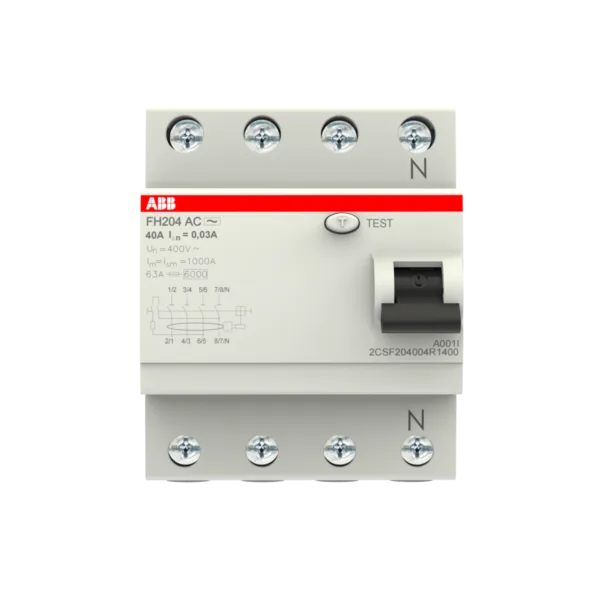 ABB FH204 Ac-40/0,03 4P, Ac, 40A, 30MA K.a.k 2CSF204004R1400
