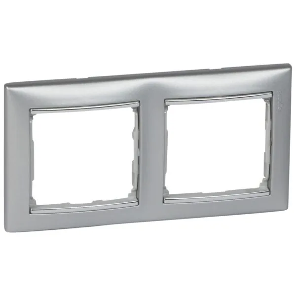 Legrand 770352 Valena Çerçeve Alüminyum/Gümüş bantlı ikili yatay