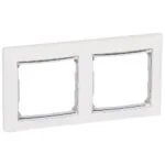 Legrand 770492 Valena Çerçeve Beyaz/Gümüş bantlı ikili yatay