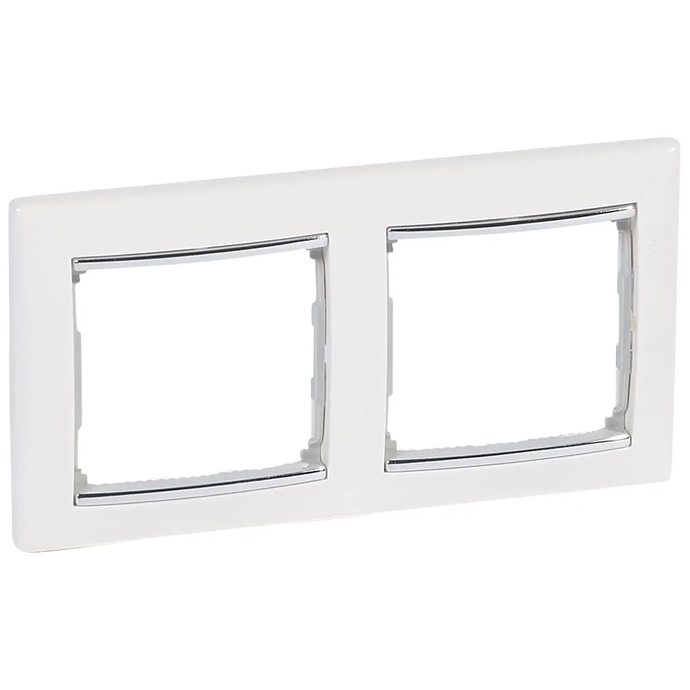 770492-LEGRAND Legrand 770492 Valena Çerçeve Beyaz/Gümüş bantlı ikili yatay