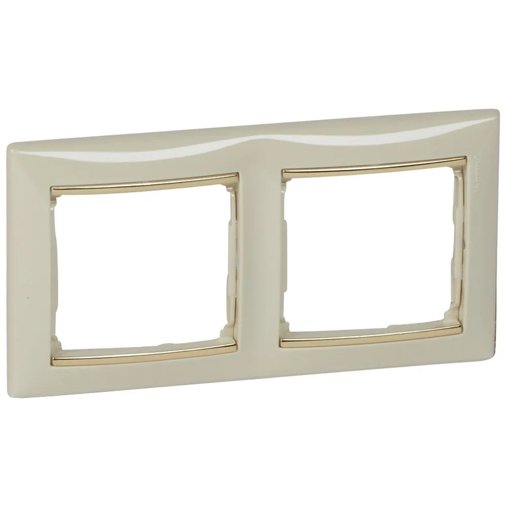 774152-LEGRAND Legrand 774152 Valena Çerçeve Bej/Altın bantlı ikili yatay