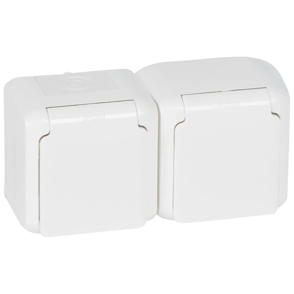 782374-LEGRAND Legrand 782374 Forix IP44 serisi sıva üstü çocuk korumalı 16A beyaz ikili priz