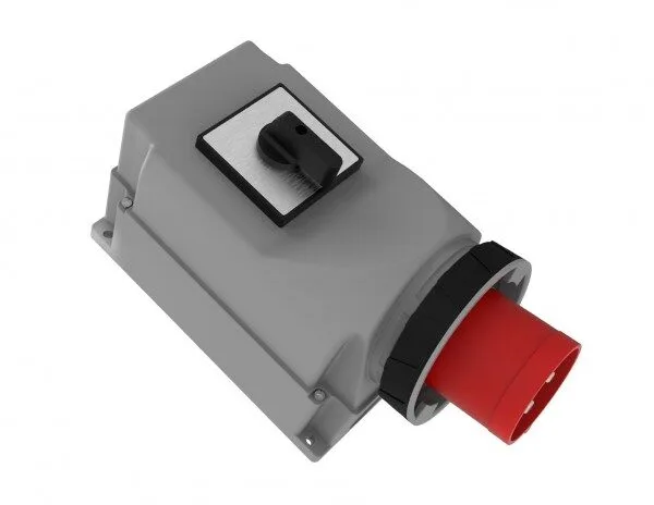 Bemis 4/125A. 90° Eğik Pako Şalterli Duvar Fişi IP65 BC3-6504-7240