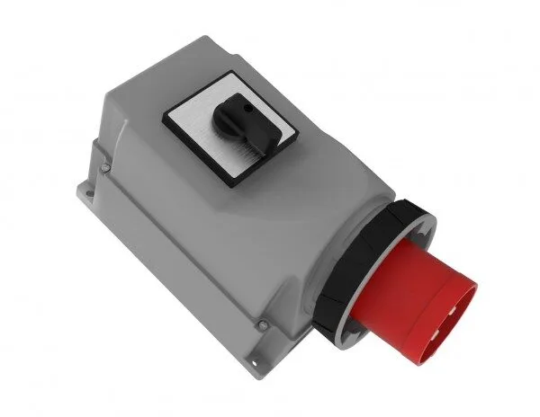 Bemis 5/125A. 90° Eğik Pako Şalterli Duvar Fişi IP65 BC3-6505-7240