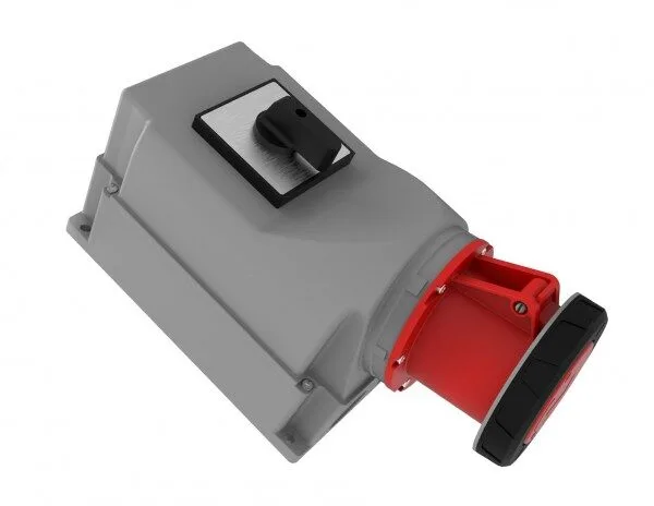 Bemis 5/125A. 90° Eğik Pako Şalterli Duvar Prizi IP65 BC3-6505-7550