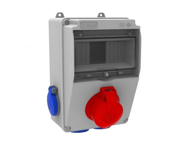 Bemis 3/25A. 380V. 1 Ad. Ön - 1/16A. 220V. 2 Ad. Yan - 1/16A. 220V. 2 Ad. Alt IP44 BD5-2105-4020