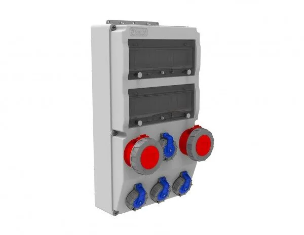 Bemis 4/32A. 380V. 2 Ad. - 1/16A. 220V. 4 Ad. Somunlu Priz Ön IP66 BD8-6224-4020