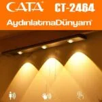 Cata CT-2464 10 Watt 39cm Ledli Cabinet Usb Şarjlı Sensörlü Armatür Günışığı Siyah Kasa - Görsel 2