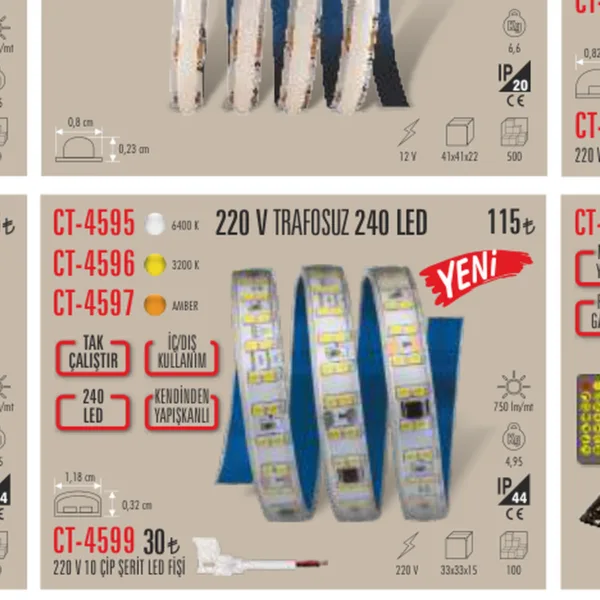 Cata CT-4599 220V Şerit LED Fişi