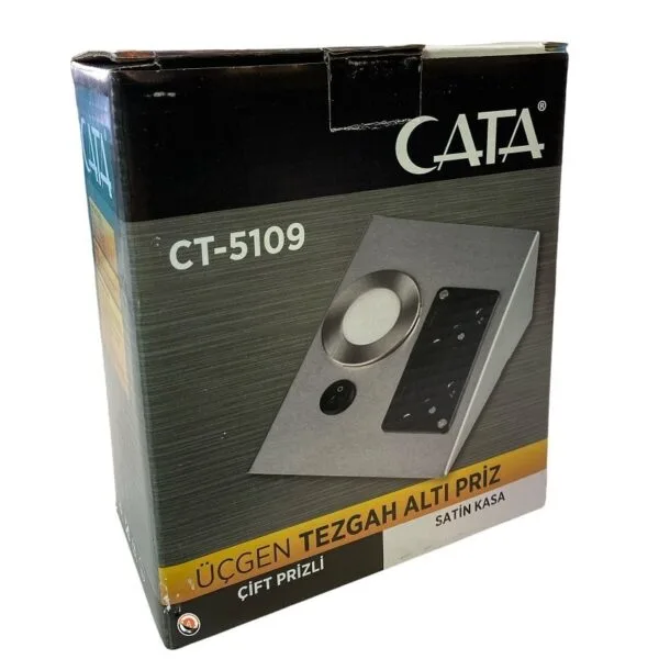 Cata CT-5109B Ledli Üçgen Spot Satin Kasa (çift Prizli)(beyaz)