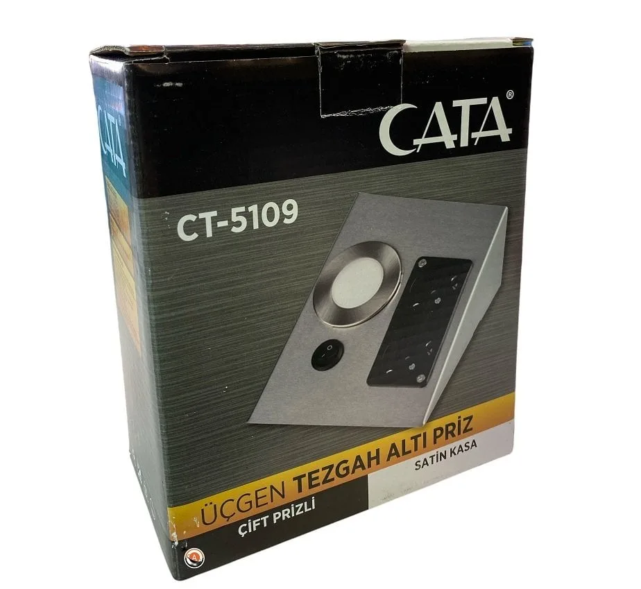 CT-5109B_1 Cata CT-5109B Ledli Üçgen Spot Satin Kasa (çift Prizli)(beyaz)