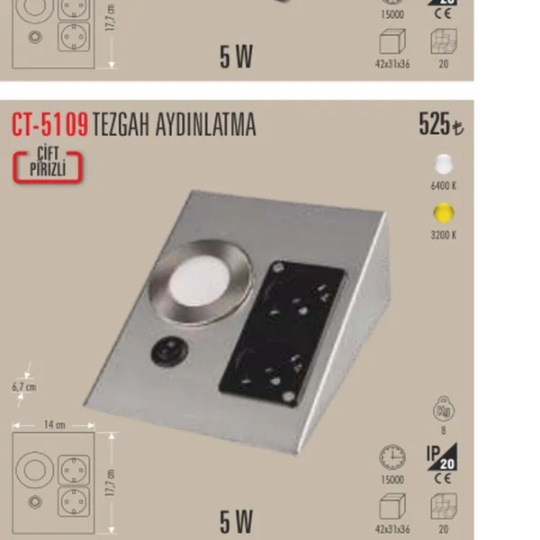 Cata CT-5109K 5W Üçgen Spot (boi Kasa)