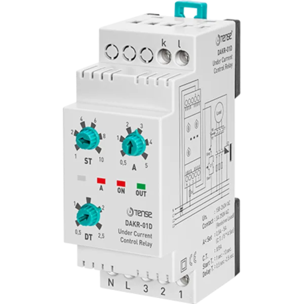 Tense DAKR-01D Düşük Akım Kontrol Rölesi 1-10.000/5A ve ya 0.5A - 5A Direkt DIN Kutu