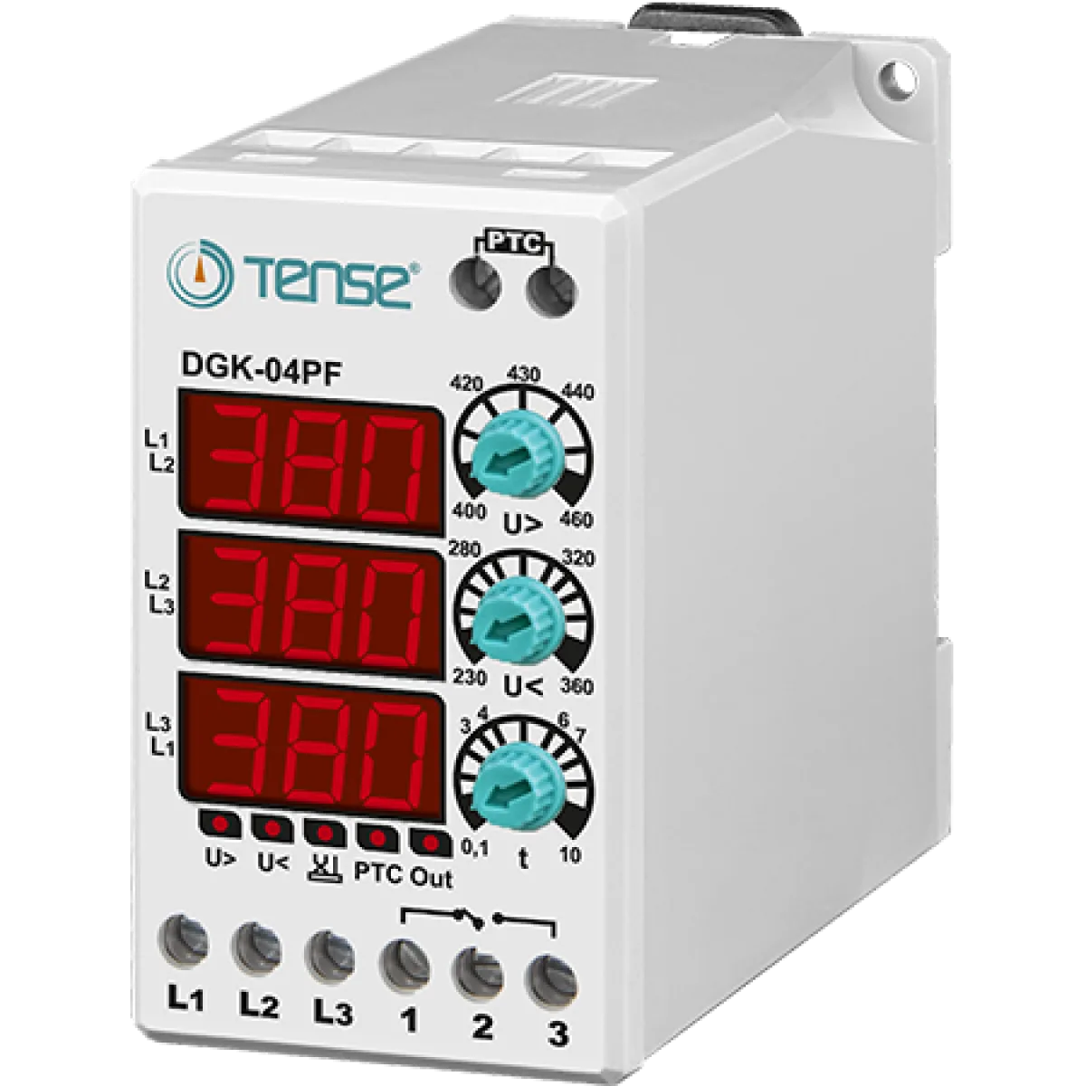 DGK-04PF-1 Tense DGK-04PF Trifaze Dijital Aşırı -Düşük Faz Sıralı,PTC Korumalı Gerilim Kontrol Rölesi Klasik DIN Kutu
