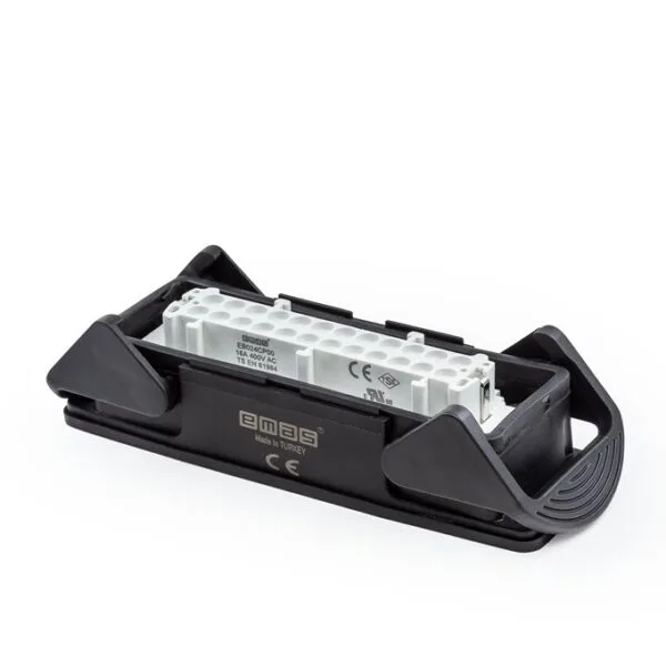 EMAS 24KUTUP Pls. Siyah Makina Priz. Alt Girş Çift Mand