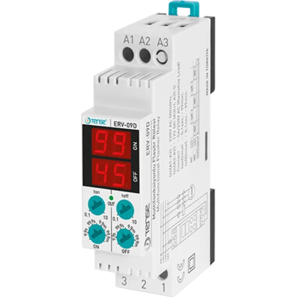 Tense ERV-09D Multifonksiyonlu Flaşör Rölesi DIN Iı Kutu