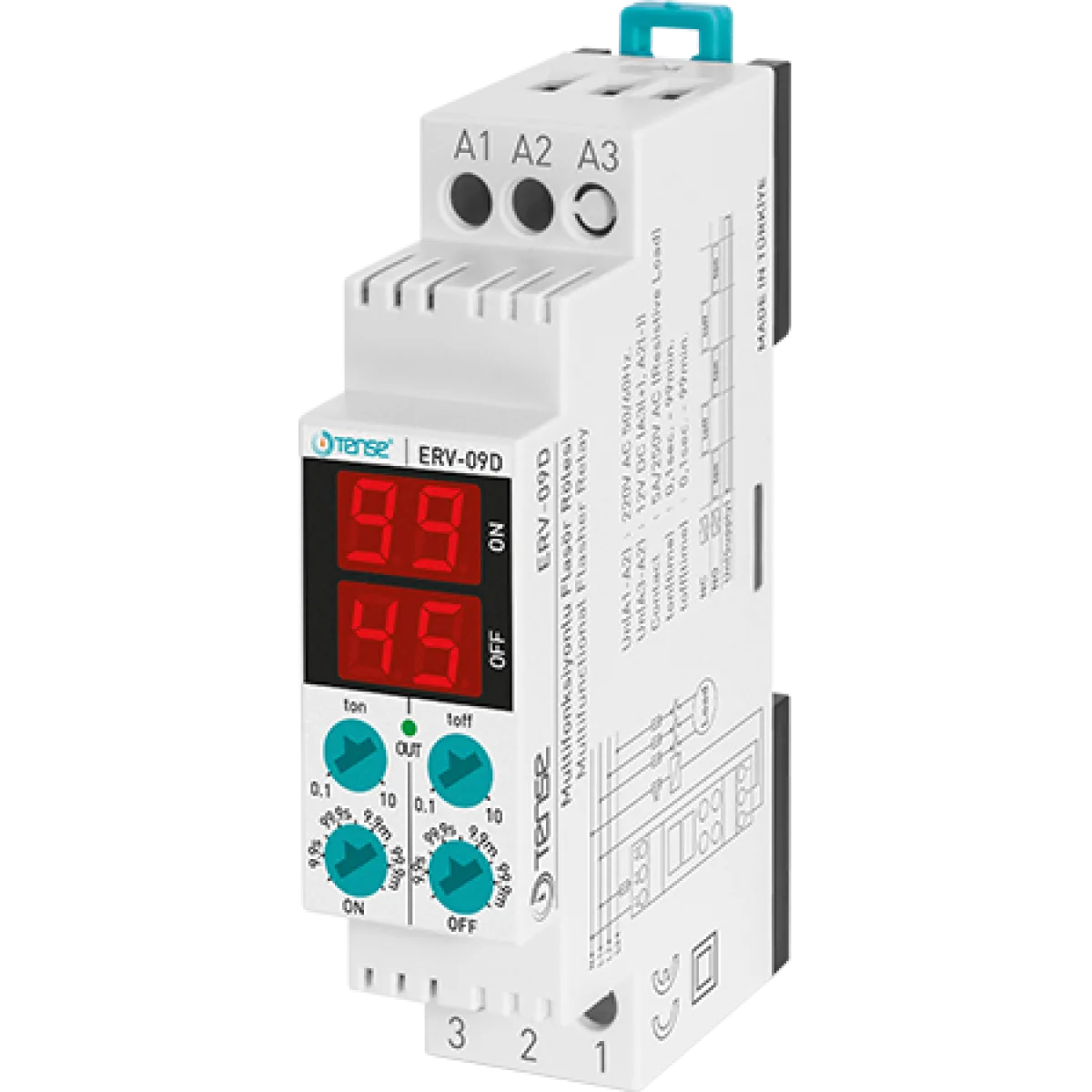 ERV-09D-1 Tense ERV-09D Multifonksiyonlu Flaşör Rölesi DIN Iı Kutu