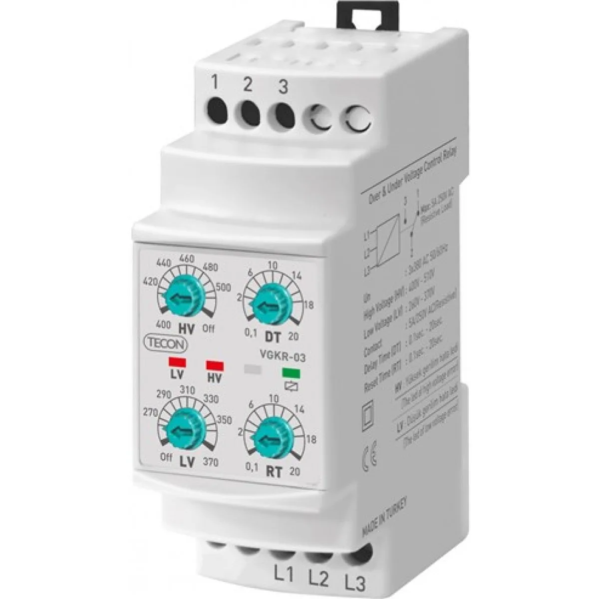 GKT-03F-1 Tense GKT-03F Trifaze Aşırı -Düşük Gerilim Kontrol Rölesi DIN Kutu