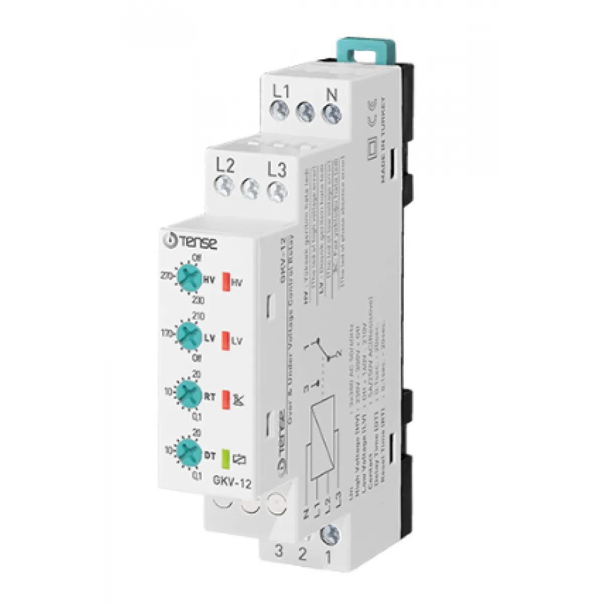 GKV-12-1 Tense GKV-12 Trifaze Aşırı -Düşük Gerilim Kontrol Rölesi DIN III Kutu