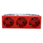 Legrand 077273 Üçlü Top. Priz,45°, Otomatik, 16A, 250V~, 6M, Kırmızı