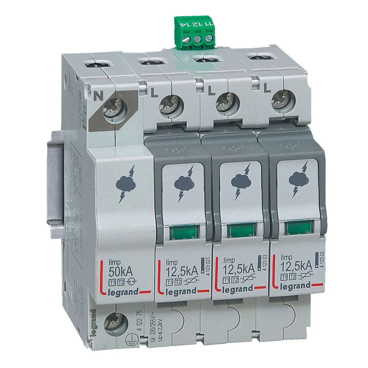 Legrand 412275 Ana dağıtım panosu için parafudr Tip1 - Tip 2 veya B + C tipi 3K + N Up:1.5kV