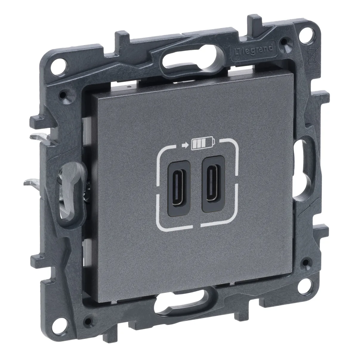 LG-768392-WEB-R Legrand 768392 Raventi 2'LI USB Şarj Prizi C+c 3A, Füme